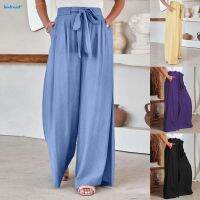 CDO 【HODRD】Comfortable Soild Color Womens Wide Leg Pants with Lace Up Closure and High Waist【Fashion】