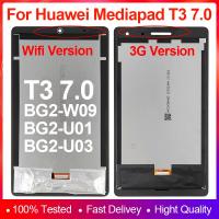 แท็บเล็ต7นิ้วสำหรับ Huawei Mediapad T3 7.0 3G หรือ Wifi BG2-W09 BG2-U01ชิ้นส่วนจอสัมผัสแอลซีดีของเครื่องแปลงดิจิทัล U03 BG2