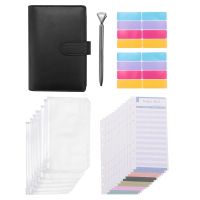 Notebook Cash Envelopes for Budgeting,A6 PU Budget Binder, for Cash with Diamond Pen Clear Zippered Pockets Expense