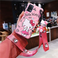 สำหรับ OPPO A91 A93 A94 R9s R11 R11 Plus F15 F17 Pro F19 Pro Reno 4F Reno 5F การ์ตูนสีชมพู Hello Kitty Soft ซิลิโคนตุ๊กตา Lanyard โทรศัพท์กรณี