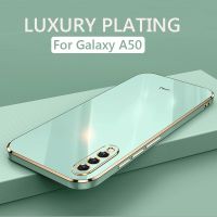 Funda De Teléfono Chapada Cuadrada De Lujo Para Samsung Galaxy A50 A50S, Funda Trasera จากซิลิโคน TPU Suave A Prueba De Golpes