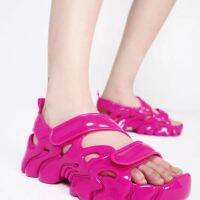 New collina strada melissaˉ co-branded sponge cake thick-soled velcro openwork sandals.