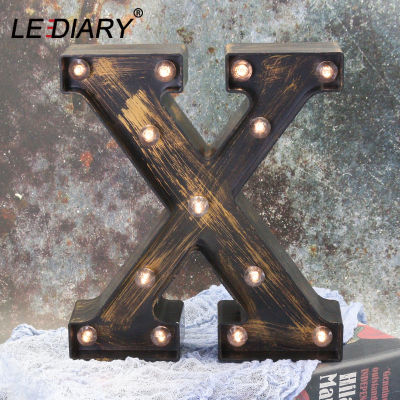 LEDIARY 26 Letter LED Night Lights Industrial Style Holiday Decor Wall Lamps Home Bedroom Lighting 3D Alphabet Cafe Bar Lamp