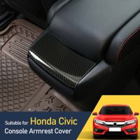 ครอบโลหะที่วางแขนคอนโซลภายในตรงกลางรถคาร์บอนไฟเบอร์สำหรับ Honda Civic 10Th 2018 2019 2016 2017อุปกรณ์เสริมรถยนต์