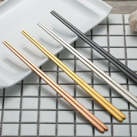 ตะเกียบไทเทเนียม6คู่สีเงิน Hashi สีดำ304สแตนเลสสตีลกระจกซูชิขัดอาหารโลหะขัดใช้ซ้ำได้