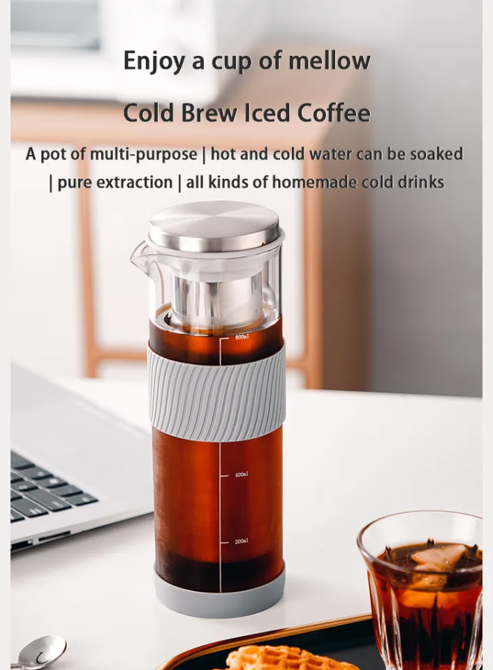 Bincoo Coffee Cold Brew Pot High Quality Tea Pot With Filter Coffee Strainer  1.1L Make Tea & Coffee Suite Multiple Colors Available