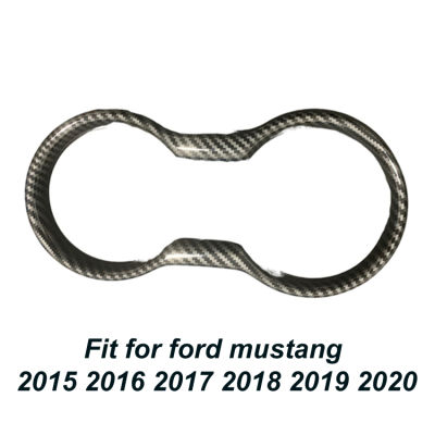 Ford Mustang 2016 2017 2018 2019 2020ที่วางแก้วภายในรถอุปกรณ์ประดับตกแต่ง ABS สีแดง/คาร์บอนไฟเบอร์