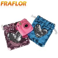 Flip Sequin Drawstring Bag Polyester Glitter Camera Storage Bag Case Pouch Shell for Fujiflim Instax Mini 8/9/25/70/90 SQ6/10/20 Camera Cases Covers a