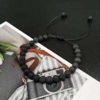 【YF】ↂ  Ethnic Adjustable Stone Men 6mm Volcanic Buddha Bead Aromatherapy Jewelry