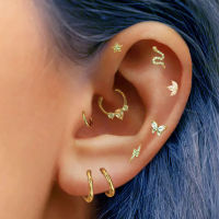 Daith Keluli Tahan Karat Hoop Menindik Subang untuk Wanita Bintang Tragus Helix Lobe Rawan Menindik Cincin Acier Inoxydik 1ชิ้น