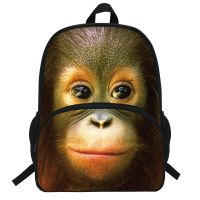 16-Inch Cool Animal Print Backpacks Orangutan pattern Backpack For Kids School Backpack For Boys Monkey Print Bag For Children