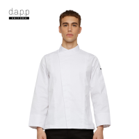 dapp Uniform เสื้อเชฟ แขนยาว กระดุมซ่อน Denton White Pressed Button Longsleeves Chef Jacket สีขาว (TJKW1020)