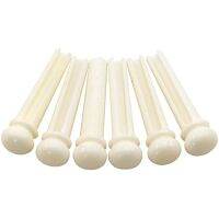 KR-Acoustic Guitar Bridge Pins Cattle Bone Ox Bone Guitar Replacement Endpins 6pcs Slotted