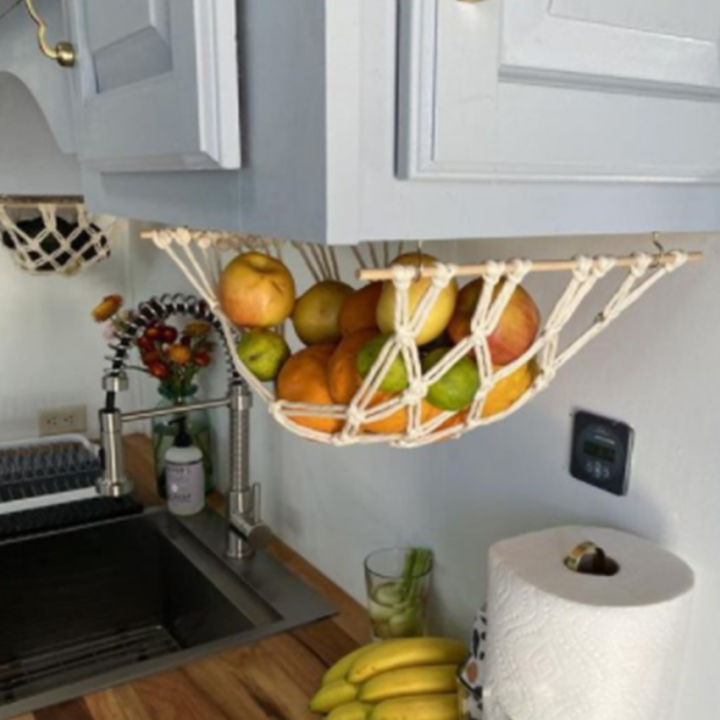 แขวนผลไม้-hammock-macrame-ผลไม้เปลญวนพร้อมตะขอ-ผลไม้สำหรับห้องครัวภายใต้ตู้-macrame-ตะกร้าผลไม้สำหรับกล้วยผัก