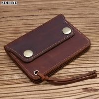100% Genuine Leather Wallet For Men Male Brand Vintage Handmade Short Small Mens Purse Card Holder With Zipper Coin Pocket Bag