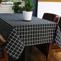 【cw】 Tablecloth black and white checkered linen tablecloth rectangular kitchen table living room coffee table home decorations2018 !