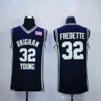 Mens Brigham Young Cougars Jimmer Fredette เสื้อบาสเก็ตบอลวิทยาลัย Vintage Jimmer Fredette #32 Shanghai Sharks เย็บเสื้อบาสเก็ตบอล