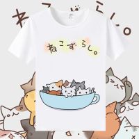 เสื้อยืดเกม Neko Atsume เสื้อยืดคอสเพลย์เสื้อผู้หญิง/ผู้ชายเสื้อการ์ตูนเทศกาลฤดูร้อนฮาโลวีนแมว