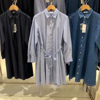 2022ใหม่ Asano Uniqlo สตรี2022ฤดูใบไม้ร่วงเสื้อแขนยาวชุด453209/453210ของสีที่บริสุทธิ์ลายคำ