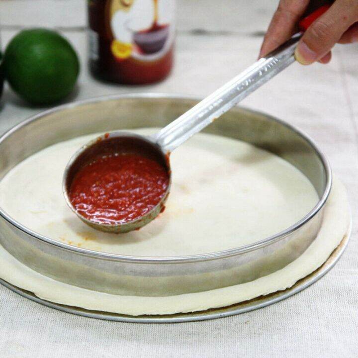 pizza-spread-sauce-ladle-rubber-handle-flat-bottom-kitchen-cooking-spoon-stainless-steel-measuring-stir-soup-spoon