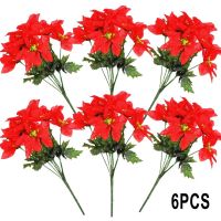 13cm Diameter Faux Flowers Artificial Christmas Faux Bush Poinsettia Simulation