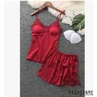 ღℰ2pcs Women y Satin Lace Sleepwear