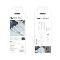 สายชาร์จ 3in1 SENDEM M34 ชาร์จเร็ว 5A สายยาว 1.2 เมตร  ***ประกันศูนย์ 1 ปี*** มาตรฐานการผลิตระดับสากล FC , CE , CCC , RoHS
