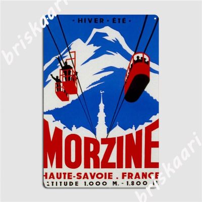Morzine France โปสเตอร์โลหะโปสเตอร์สกีวินเทจเหมาะสำหรับคลับถ้ำผับออกแบบตกแต่งผนังโปสเตอร์ป้ายดีบุกสไตล์ย้อนยุค
