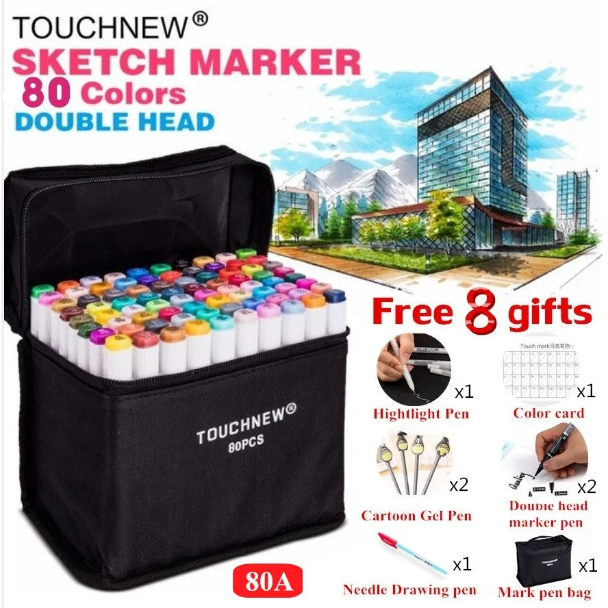 80 Colors Touch Five Pens And Markers Art Sketch Twin Marker Pens Broad  Fine Point (animation Design)