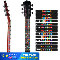 กีต้าร์หลากสีสติกเกอร์คีย์โน้ตกีตาร์ Decal เริ่มต้น Fingerboard สติกเกอร์แผนที่ Frets Scale