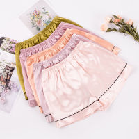 2021 New Bottoms Shorts Womens Summer Faxu Silk Loose Plus-sized Pants Casual Large Size Elastic Waist Sleeping Shorts Women