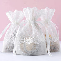 20pcs Rose Drawstring Burlap Bags Lace Jute Organza Favor Gift Bags for Party Wedding DIY Craft