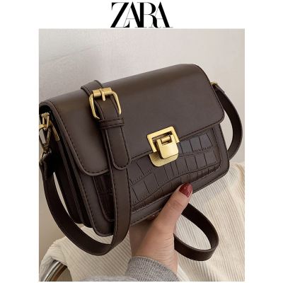 Zara กระเป๋าผู้หญิง2021ฤดูใบไม้ร่วงและฤดูหนาวใหม่ถุงมัดย้อมอานม้าแมสเซ็นเจอร์สะพายไหล่เดียวกระเป๋าเล็กฝรั่งเศสเนื้อสัมผัสระดับไฮเอนด์