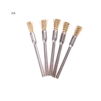 JIA 5pcs 3mm * 5mm Shank ขัดทองเหลืองลวดแปรงล้อหมุนเครื่องมือทำความสะอาด