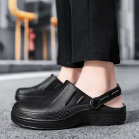 Abhoth Men Shoes Non-slip Breathable Women Sandals Platform Sandals Anti-slip Waterproof Slip-On Couple Shoes Big Size 45 Black