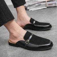 QUAOAR Summer Men Shoes Men Half Slippers High Quality Men Leather Casual Shoes Loafers Flip Flops Lightweight Flats Sandals