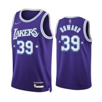 【High Quality】Mens 2021-22 New Original NBA Los Angeles Lakers #39 Dwight Howard Jersey City Edition Purple Swingman Heat-pressed