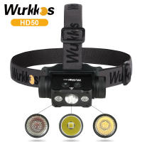 Wurkkos ไฟหน้า HD50แบบชาร์จไฟได้2A ไฟหน้า21700 4000lm XHP50.3 LH351D + ไฟ660nm สีแดง Toollamp โคมไฟสนาม