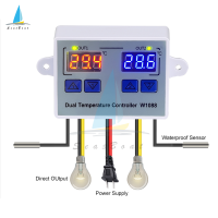 【Seasboat】 W1088 Dual LED Digital Temperature Sensor Meter Controller ไฟฟ้าความร้อน Thermostat 12V/24V/110-220V Aquarium Incubator Thermoregulator