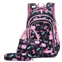 NEW 3pcs/set Bow Print School Bags For Teen Girls Primary Waterproof Nylon Schoolbags Kids Princess Backpack Mochila Infantil