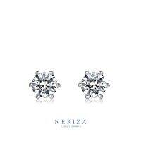 Neriza Jewelry/ ต่างหูเพชรติดหูขนาด 6 มิล เพชรสังเคราะห์เกดรพรีเมี่ยม NE130