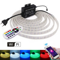 WIFI หลอดไฟ Led Strip RGB 5050สองแถว120Led 24key ระยะไกลชุดที่มีความยืดหยุ่น Led ริบบิ้น IP67กันน้ำในร่มตกแต่งบ้าน