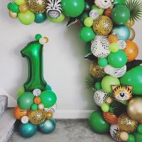 Jungle Safari Party Animal Digital Balloons Set 1 2 3 Years Birthday Party Decoration Tiger Monkey Balloon Boy Babyshower Decors Balloons