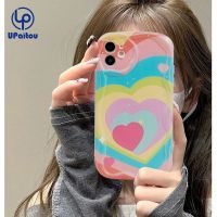 เคส UPaitou สำหรับ iPhone 14 13 12 11 Pro Max X XR Xs Max 8 7 6S Plus SE 2020สีสันความรัก3D เคสโทรศัพท์ปิดขอบโค้งมนฝาครอบป้องกันนิ่ม TPU