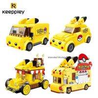 【LZ】✿✓  Pokémon Pikachu Elf Ball Car Blocos de construção para crianças 4 tijolos bonitos presente de aniversário carro do bebê Keeppley