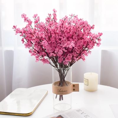 【CC】 Pink Silk Gypsophila Artificial Flowers Small Bunches 5 Forks 30CM Room Decoration Fake Vase for Wedding