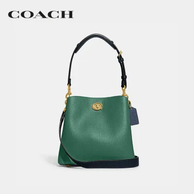 COACH กระเป๋าถือผู้หญิงรุ่น Willow Bucket Bag In Colorblock สีเขียว C3766 B4VJ7