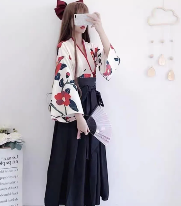 Girls Japanese Style Retro Kimono Yukata Long Sleeve Party Dress Woman ...