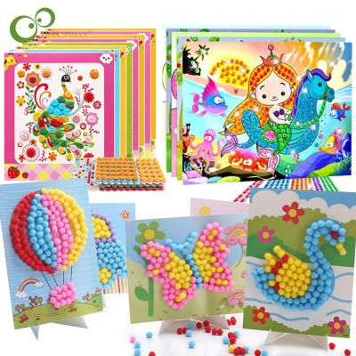 5Pcs DIY Craft Toys Button Stickers Pompom Stickers Diamond Stickers Painting Drawing Toys Handmand Craft Kit Children Toys