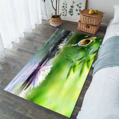 BeddingOutlet 3D Print Carpets for Living Room Zen Garden Floor Mat Flower Waterlily Lotus Bedroom Area Rug Massage Stone tapis